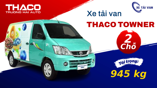 Xe tải van thaco towner 2 chỗ ngồi 945 kg