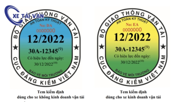 Mẫu tem kiểm định ô tô được sử dụng hiện nay