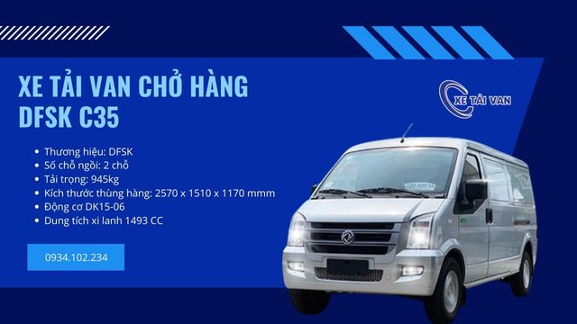 Xe DFSK C35 thuộc phân khúc xe van 2 chỗ