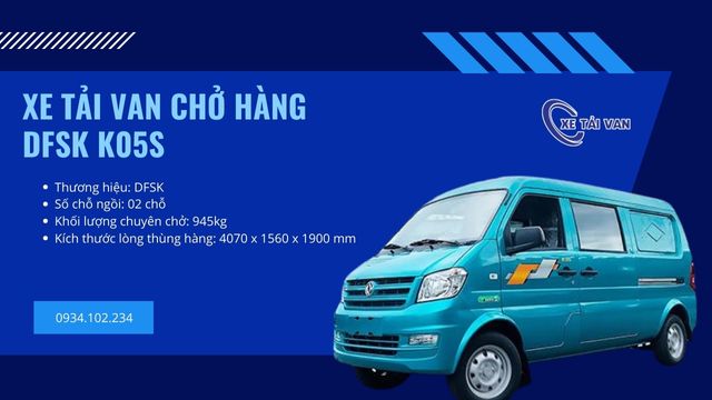 Xe DFSK K05s thuộc phân khúc xe van 2 chỗ