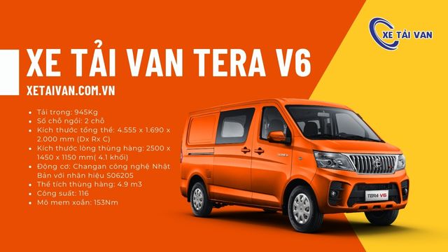 Thông số kỹ thuật xe tải van Tera V6