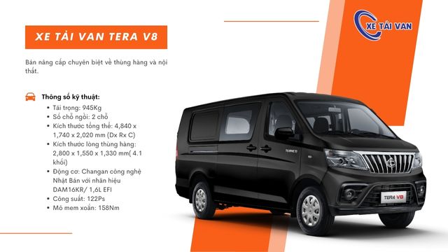 Thông số kỹ thuậ xe van Tera V8 2 chỗ