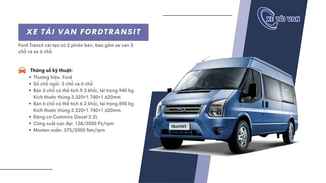 Thông số xe van Ford Transit