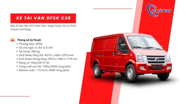 Thông số xe tải van DFSK C35 chi tiết