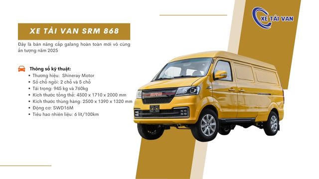 Thông số kỹ thuật xe van SRM 868