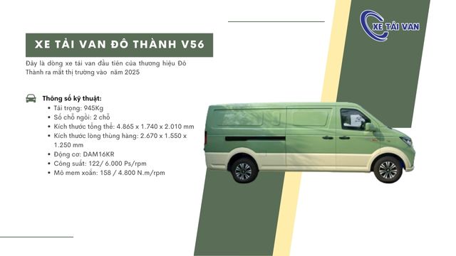 Xe tải van Đô Thành 2 chỗ 945kg lời khẳng định đắt giá của Thương hiệu Đô Thành gia nhập thị trường xe van