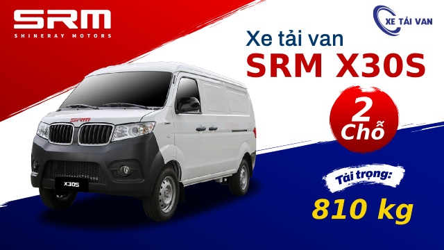 Xe tải van SRM X30S 2 chỗ thùng 2m23 tải 810kg tổng tải dưới 2.5 tấn