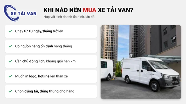 Các trường hợp nên mua xe tải van để kinh doanh lâu dài