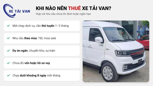 Các trường hợp nên thuê xe tải van chở hàng ngắn hạn