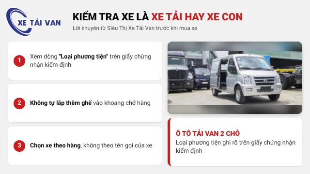Kinh nghiệm kiểm tra xe tải van là xe tải hay xe con trước khi mua