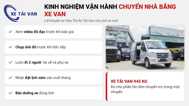 Kinh nghiệm vận hành dịch vụ chuyển nhà bằng xe tải van