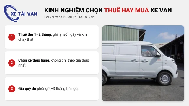 Kinh nghiệm chọn giữa thuê và mua xe tải van từ Siêu Thị Xe Tải Van