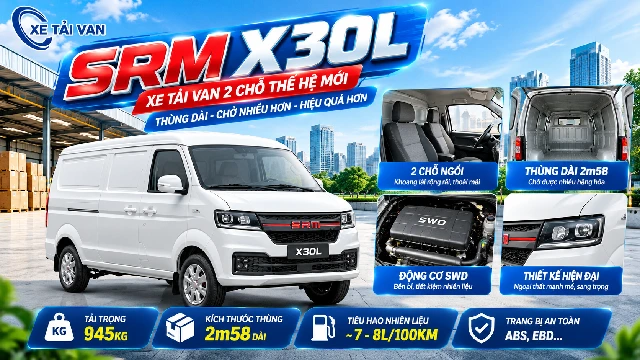 Xe van SRM X30L 2 chỗ số sàn